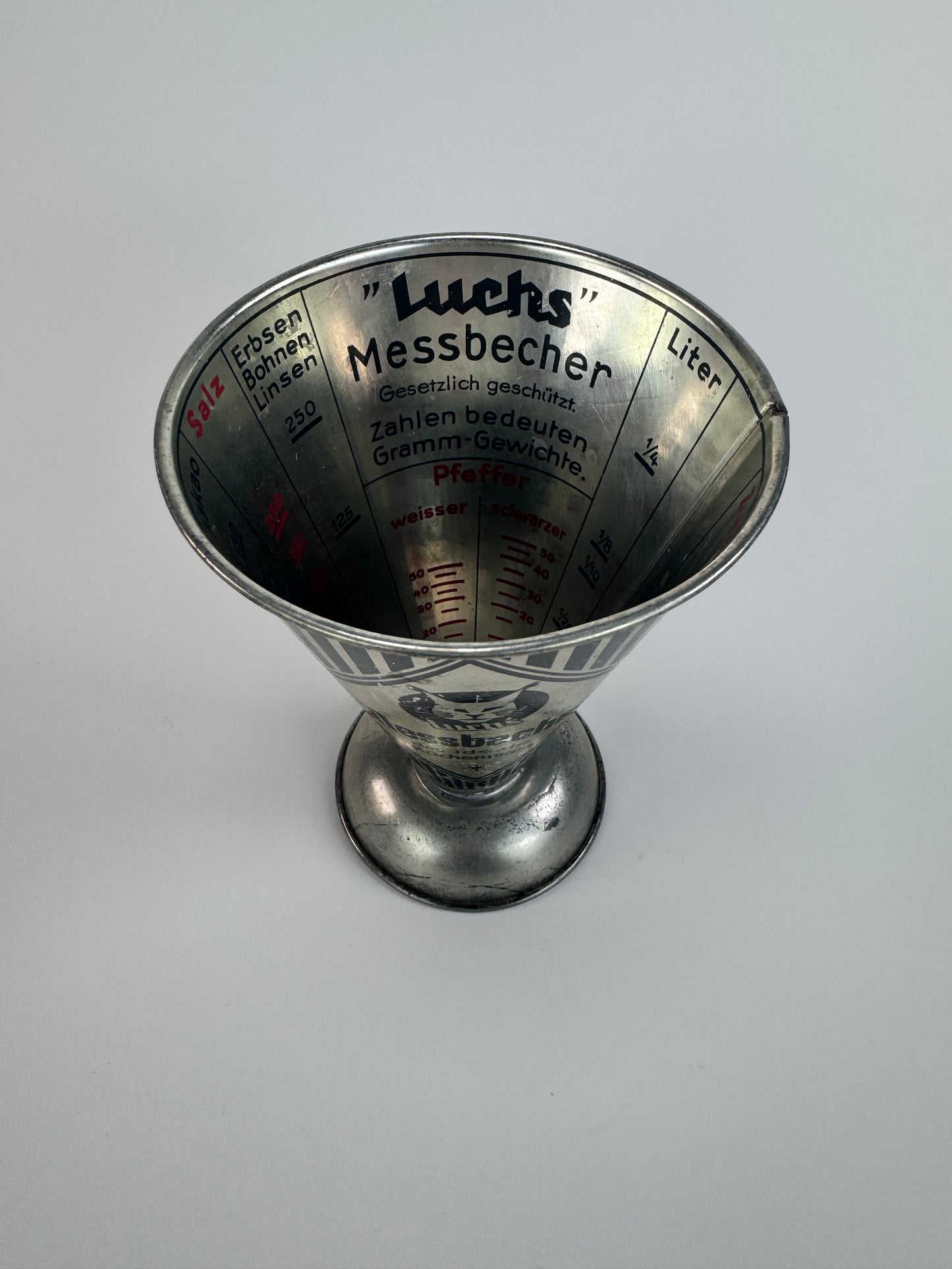 Vintage CAT Luchs Messbecher Dry Baking Measuring Cone - 1960s German Metal Cup