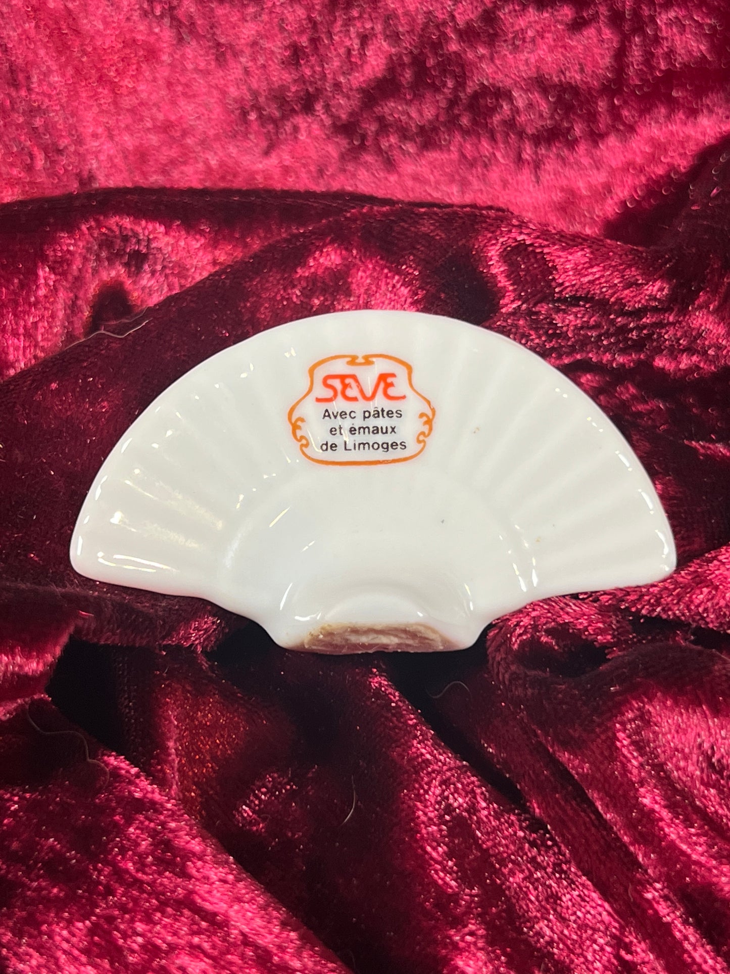 Vintage Figurine - Porcelain Miniature - Hand Painted Hand Fan - Limoges