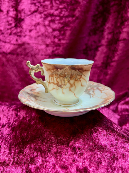 Vintage Kitchen - Porcelain Demitasse Tea Cup - Gilded Florals - Chofu China - Occupied Japan
