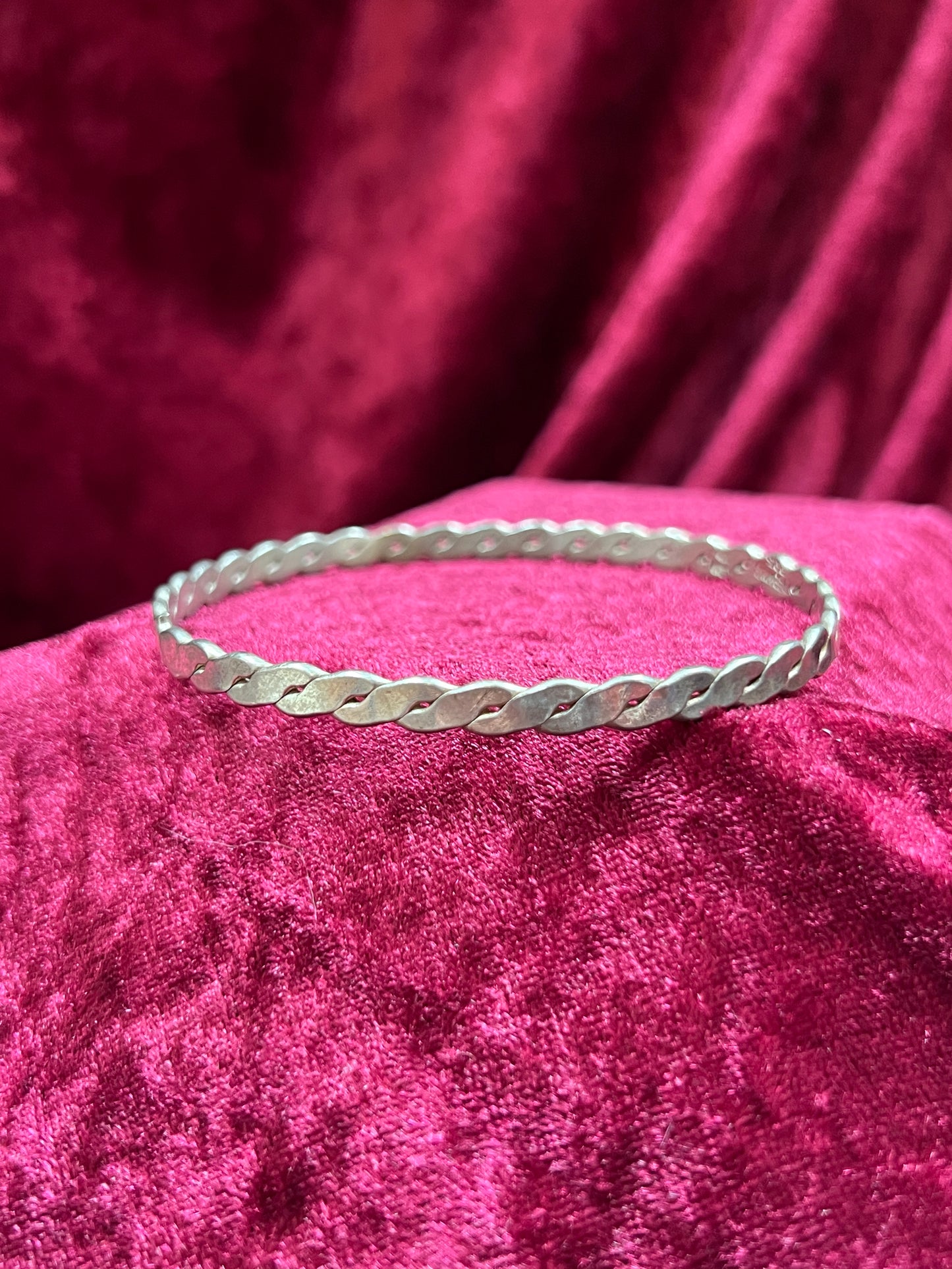 Vintage Jewelry - Bangle Bracelet - 925 Sterling Silver - Braided Twist