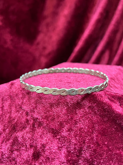 Vintage Jewelry - Bangle Bracelet - 925 Sterling Silver - Braided Twist