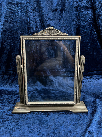 Antique Art Deco Tabletop Picture Frame – Silver Tone Ornate Tilt Design