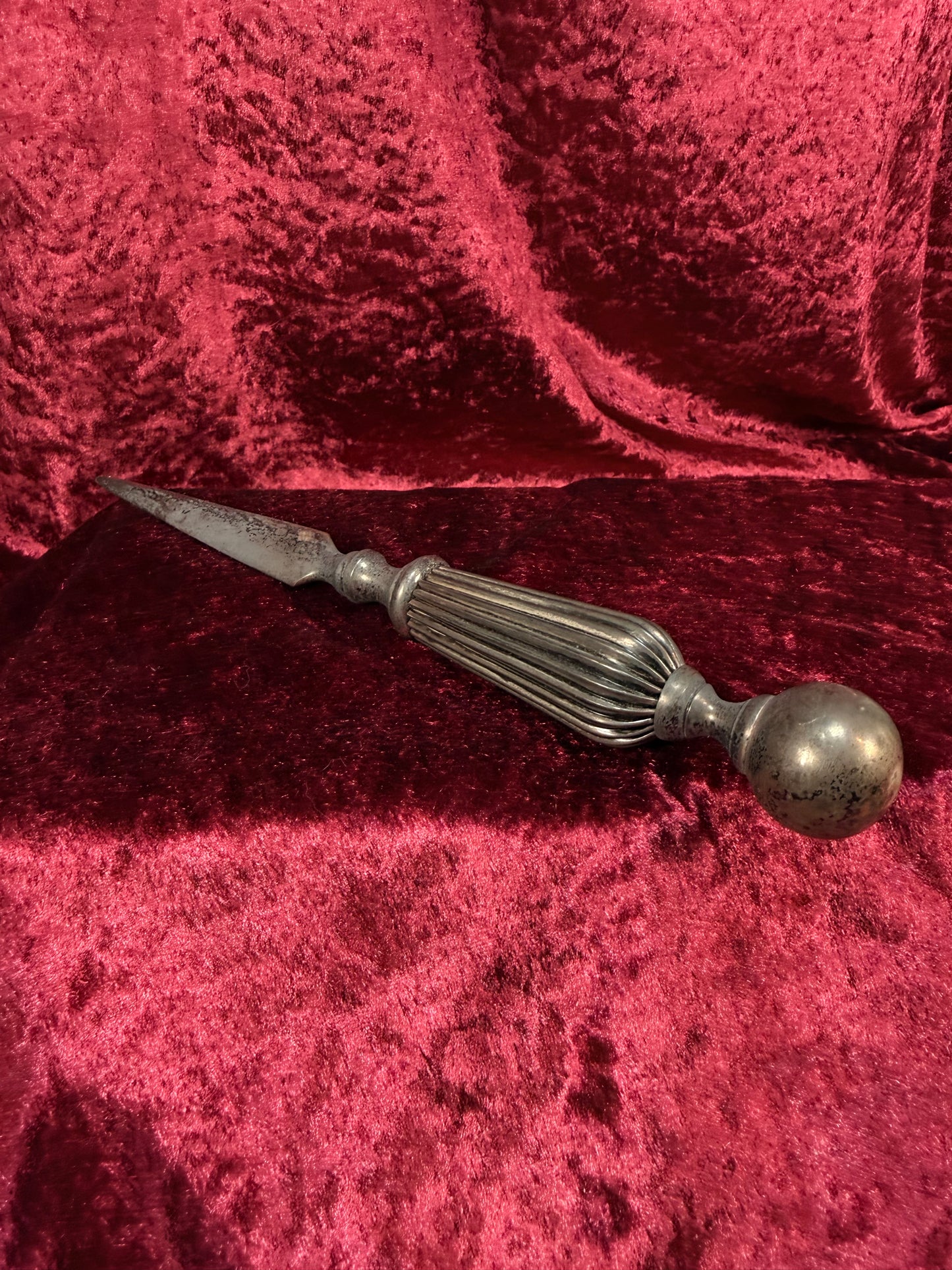 Vintage Metal Letter Opener – Fluted Handle Tapered Blade