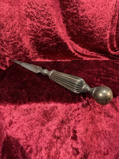 Vintage Metal Letter Opener – Fluted Handle Tapered Blade