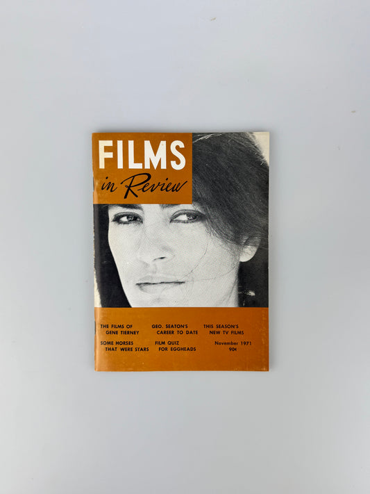 Films In Review Magazine - November 1971 - Gene Tierney, Geo. Seaton, The French Connection