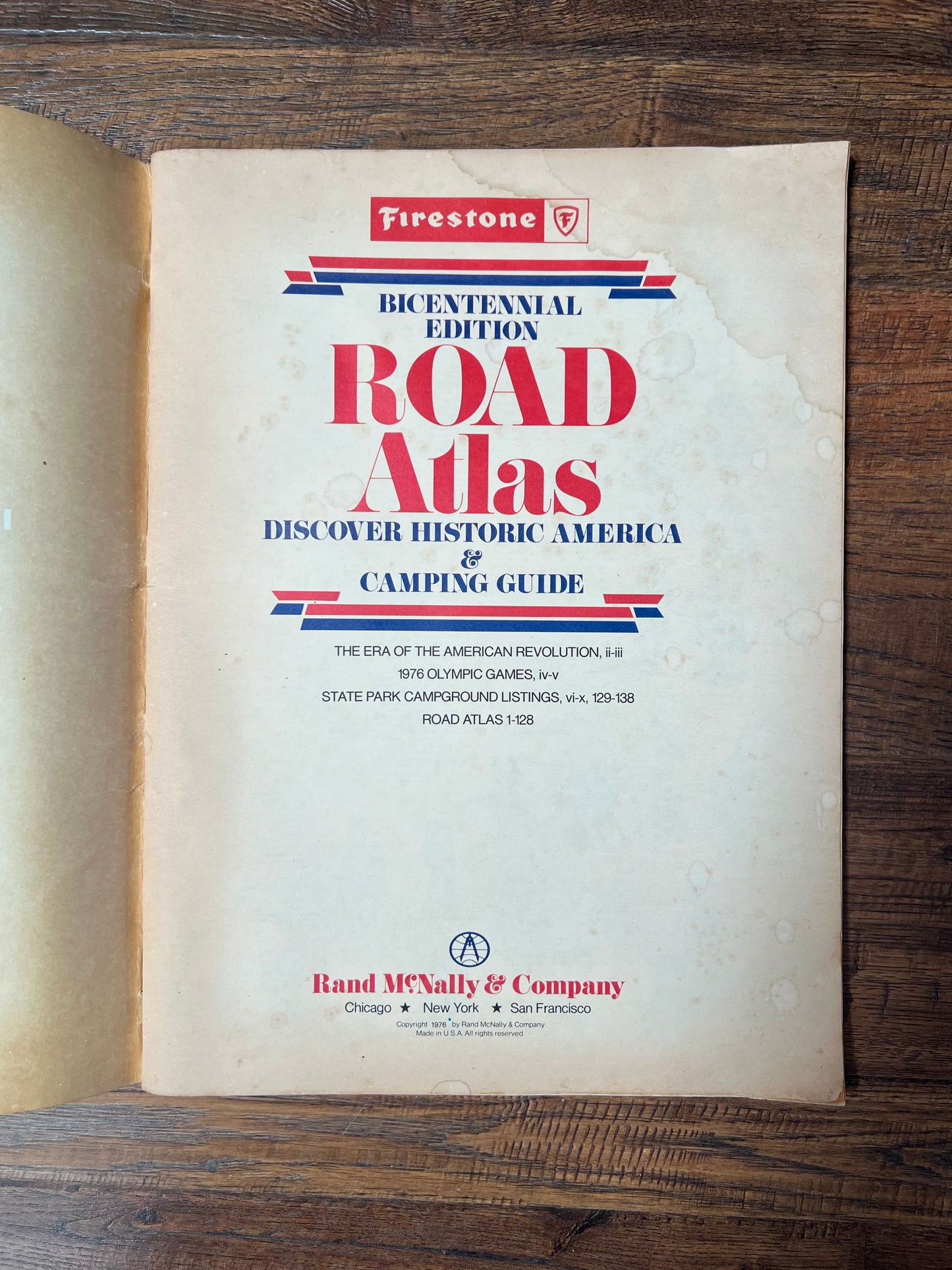 Vintage Ephemera - Firestone Road Atlas - Bicentennial / Olympic Edition - 1976