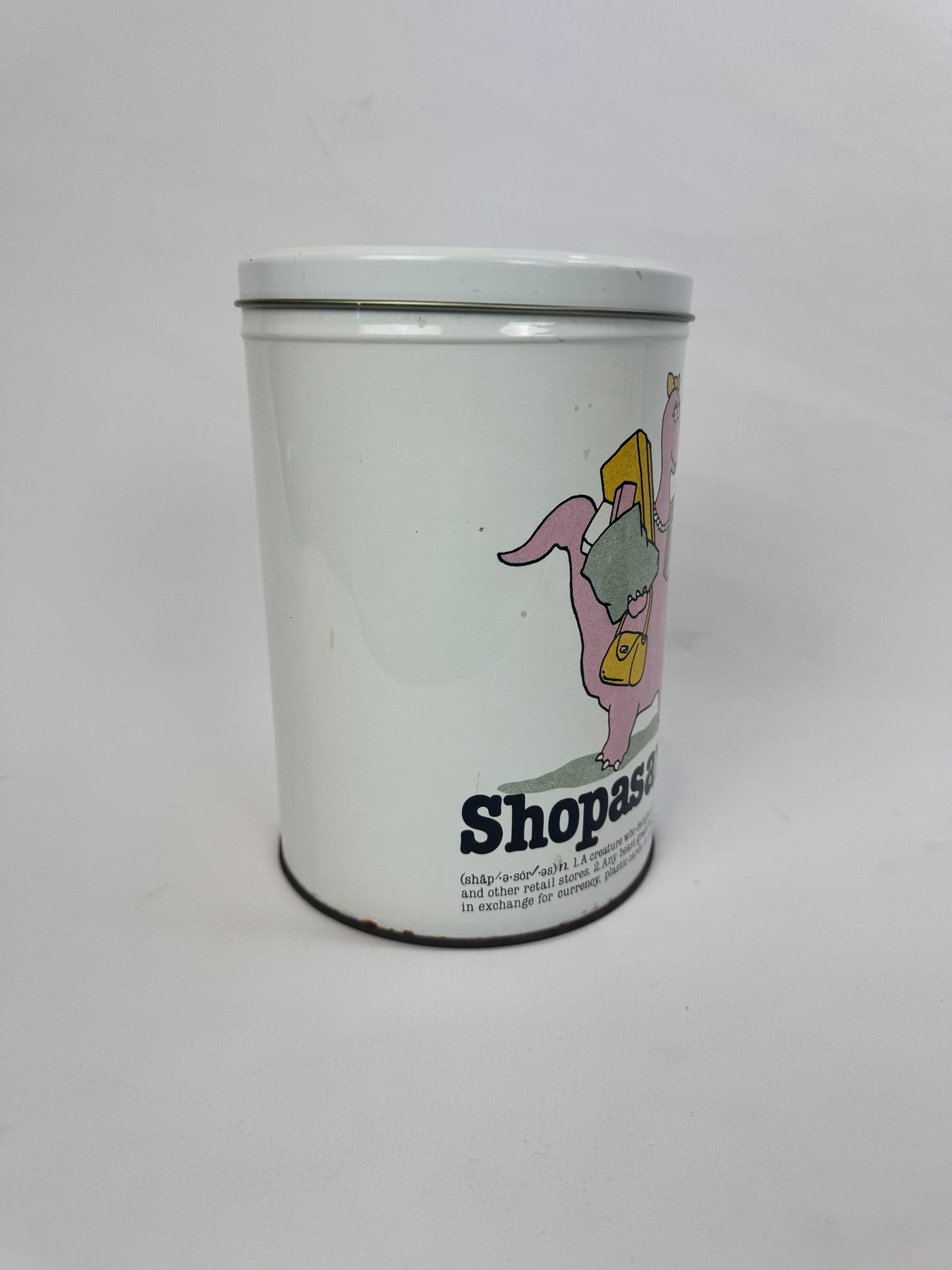 Vintage 1980s Shopasaurus Tin Container - Cliff Galbraith