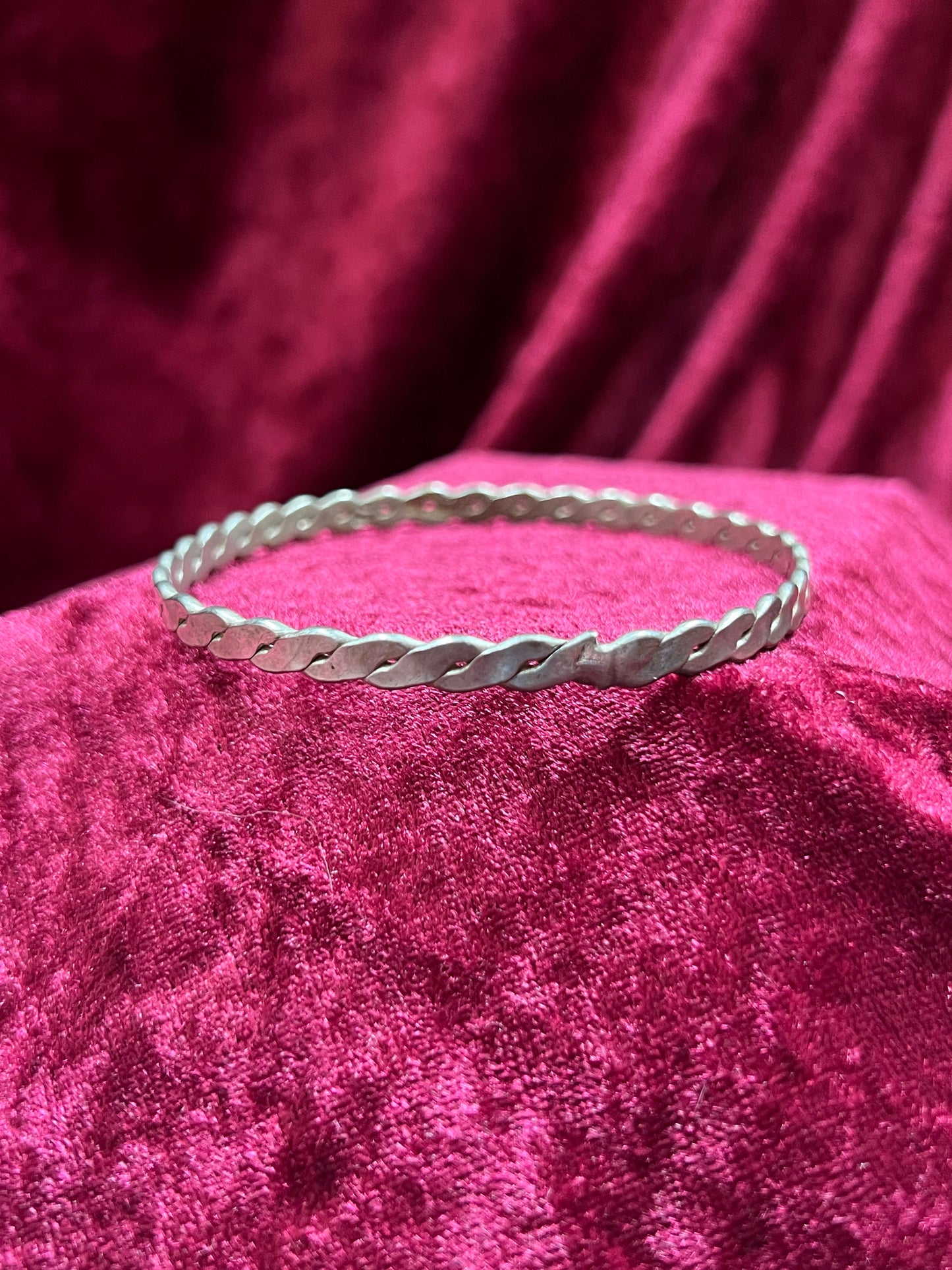 Vintage Jewelry - Bangle Bracelet - 925 Sterling Silver - Braided Twist