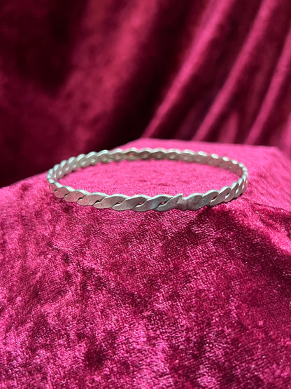 Vintage Jewelry - Bangle Bracelet - 925 Sterling Silver - Braided Twist