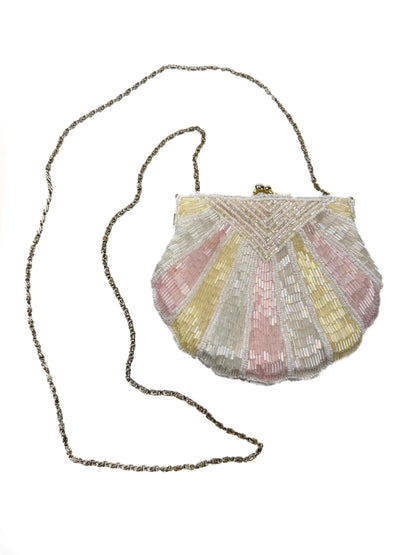 Vintage Purse - Beaded Pastel Shell Evening Cross-Body - La Regale