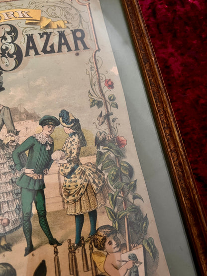 Vintage Framed Magazine Cover - 1885 New York Fashion Bazar George Munro