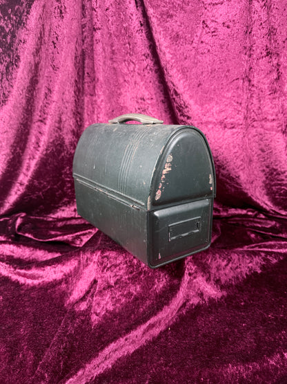 Vintage Metal Lunch Box - Green Dome Top Patent Pending Design