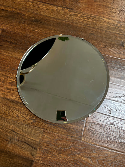 Vintage Round Frameless Beveled Glass Portal Mirror - 15.5"