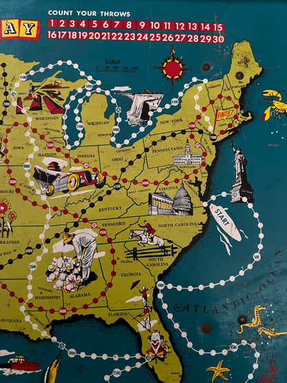 Vintage Metal TV Tray - Replogle Play-Tray USA Map Game