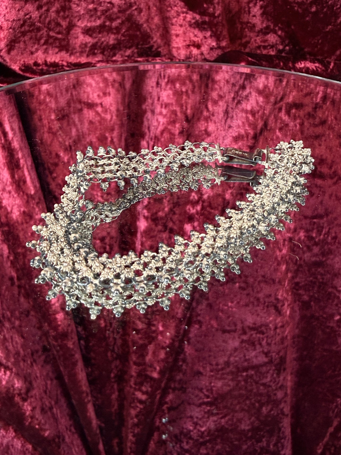 Vintage Jewelry - Silver Filigree Mesh Bracelet - Marked S.950