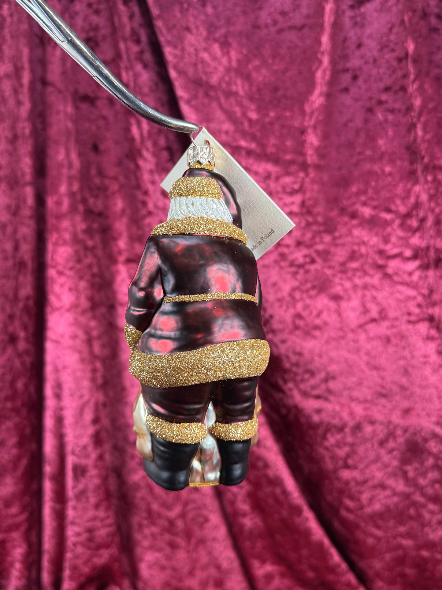 Vintage Christmas - Handblown Glass Ornament - Red Santa Claus with Toy Sack - Patricia Breen - Poland