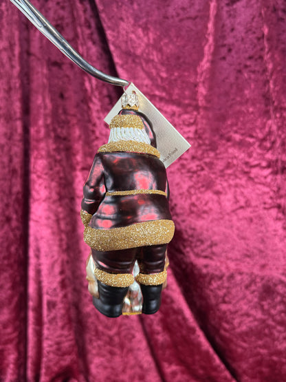 Vintage Christmas - Handblown Glass Ornament - Red Santa Claus with Toy Sack - Patricia Breen - Poland
