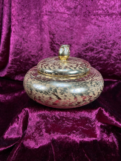 Vintage Stangl Ceramic Trinket Box – Granada Gold Metallic Lidded Dish