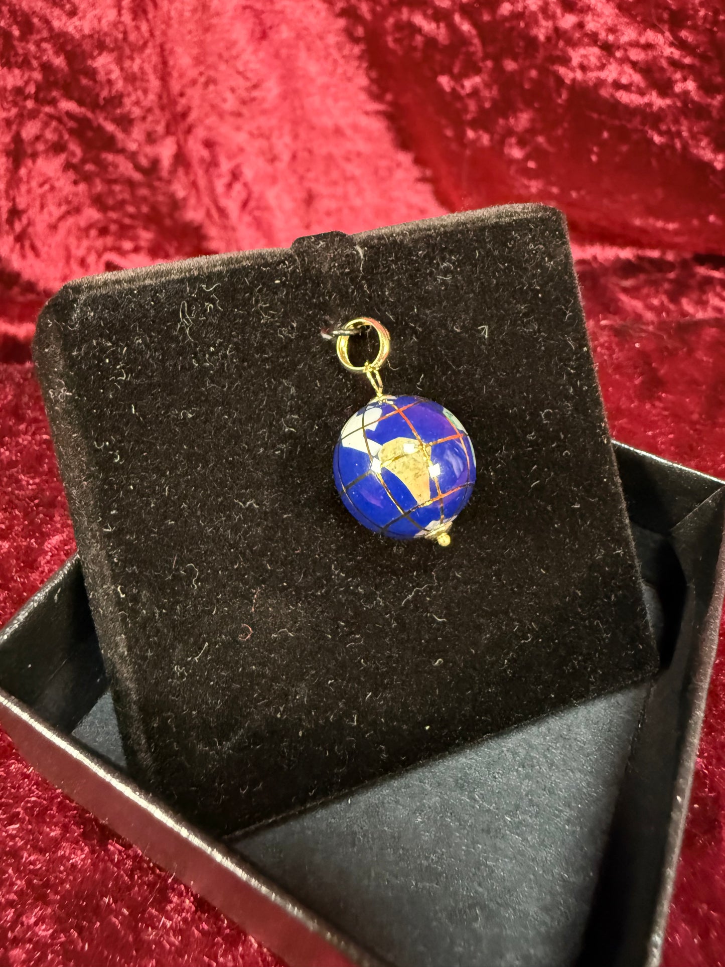Vintage 14 Yellow Gold Pendant – Lapiz Lazuli World Globe-  Michael Anthony Jewelers