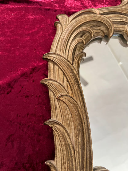 Vintage Syroco Wood Wall Mirror - Ornate Rococo Gold Hued Frame