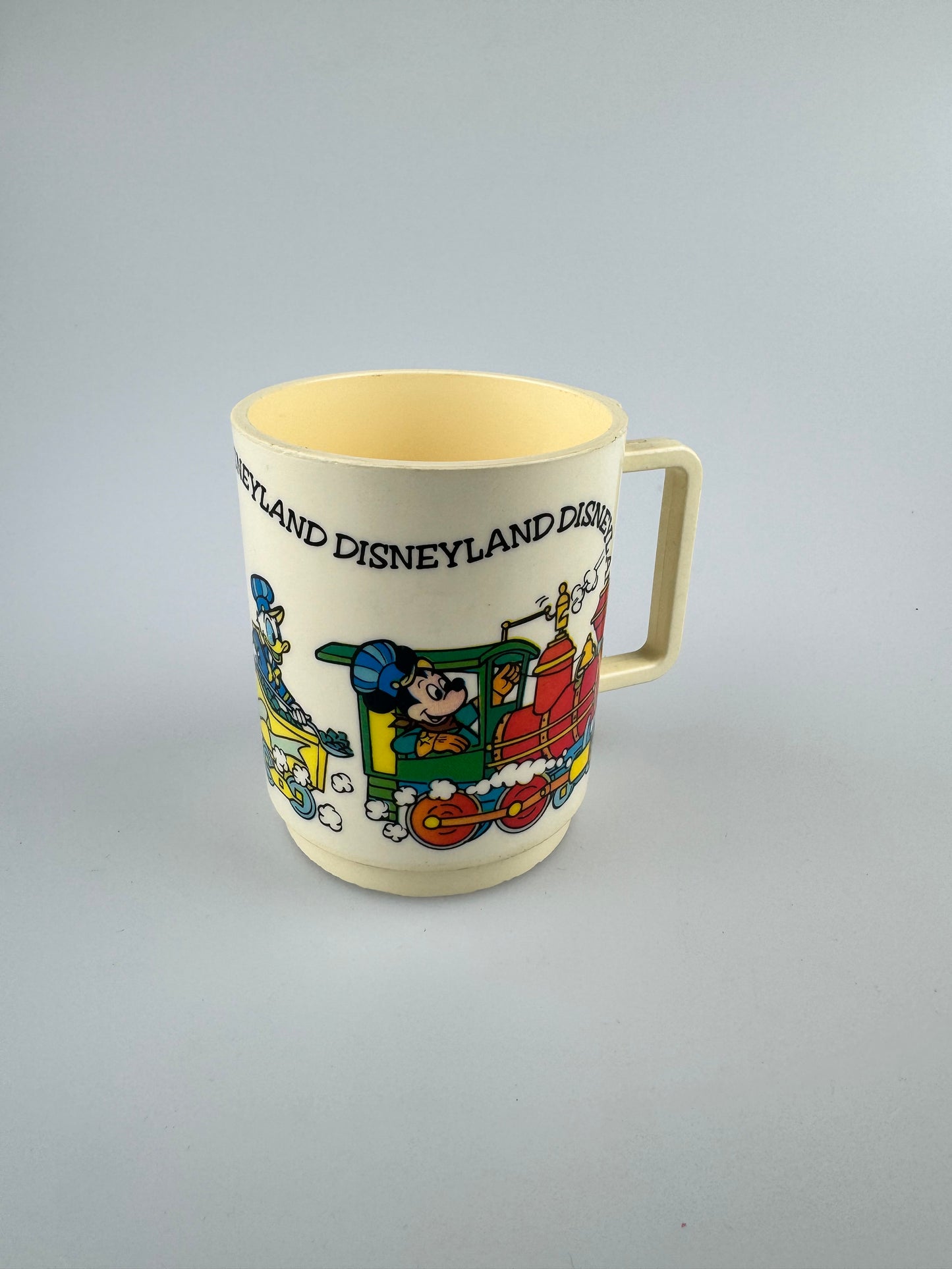 Disneyland Plastic Mug Mickey and Friends on Train - Made in USA - DEKA