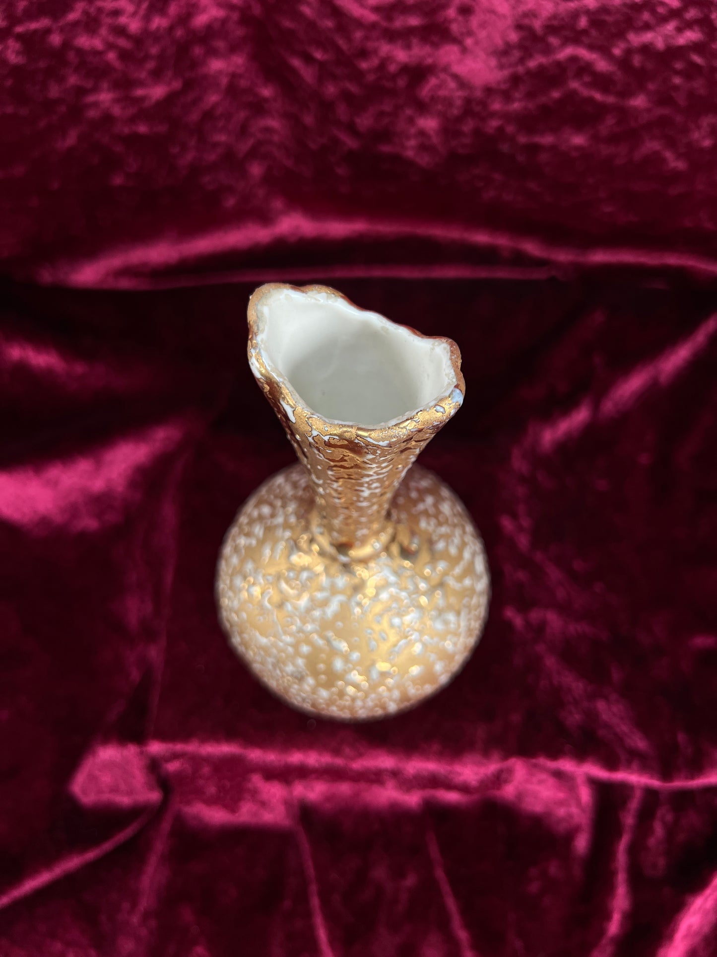 Vintage Ceramic Bud Vase – Dixon Art Studio Gold Textured Mid Century Design