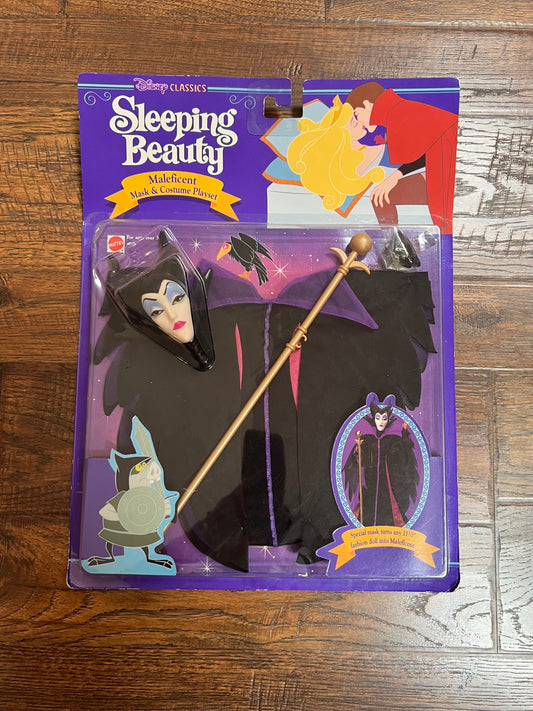 Vintage Collectibles - Disney Classics Sleeping Beauty - Maleficent Mask & Costume Playset - Mattel - 1991