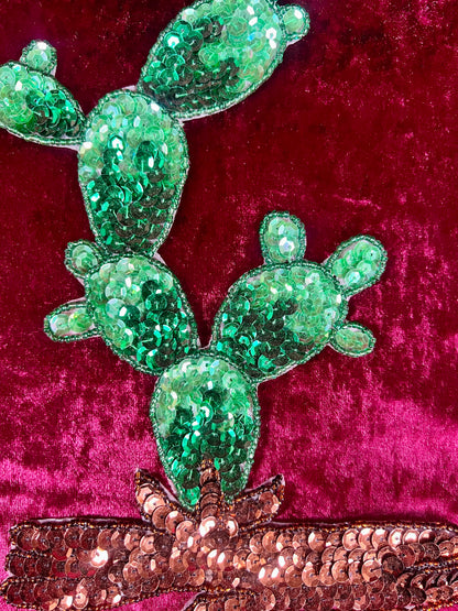 Vintage Sewing Notions - Sequin Appliqué - Big Paddle Cactus