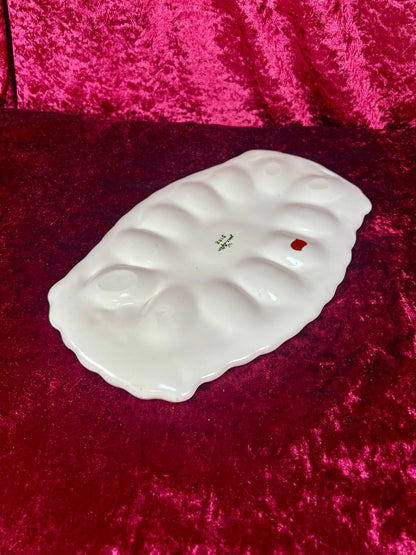 Vintage Kitchen - Ceramic Deviled Egg Serving Platter - 5182 / Yellow Daisies - Geo Z. Lefton
