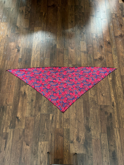 Vintage Floral Paisley Triangle Scarf - Pink and Purple Paisley Rose Shoulder Wrap
