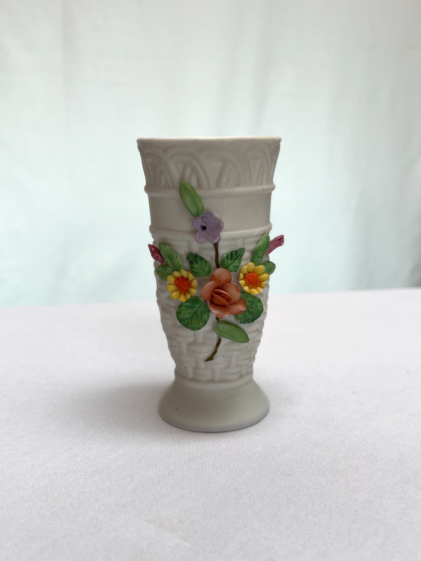 Vintage Bud Vase - Capodimonte Style 3D Flowers - Lefton China