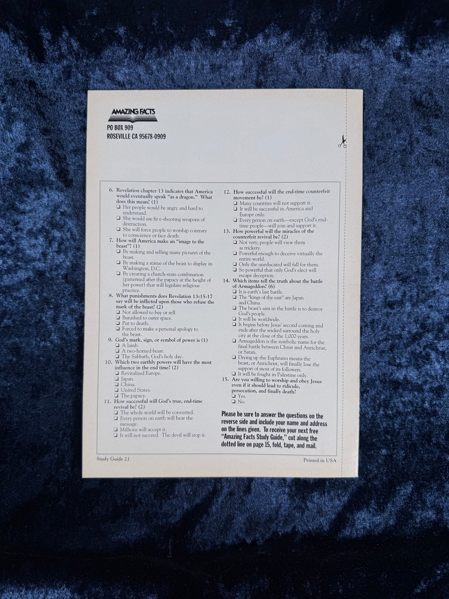 Vintage Amazing Facts Study Guide Booklet - The USA in Bible Prophecy - Early Edition