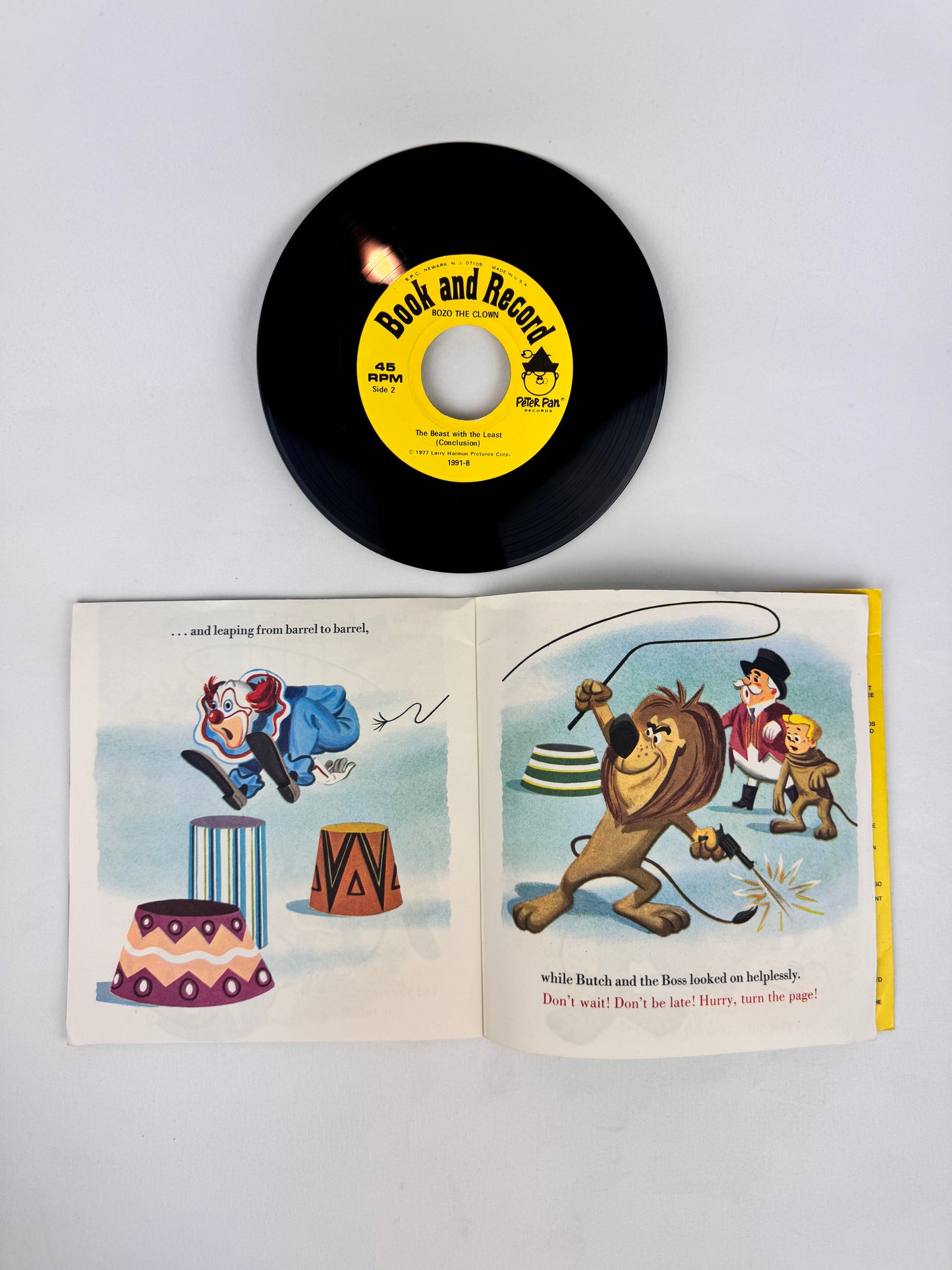 Vintage 7” Vinyl Book & Record - Bozo the Clown - "The Beast with the Least" - 1977