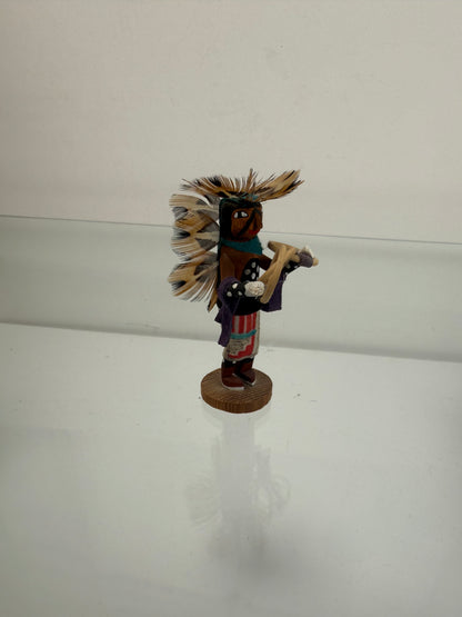 Vintage Kachina Doll - 3.5" Tall Navajo Miniature - Hand Painted Hoop Dancer