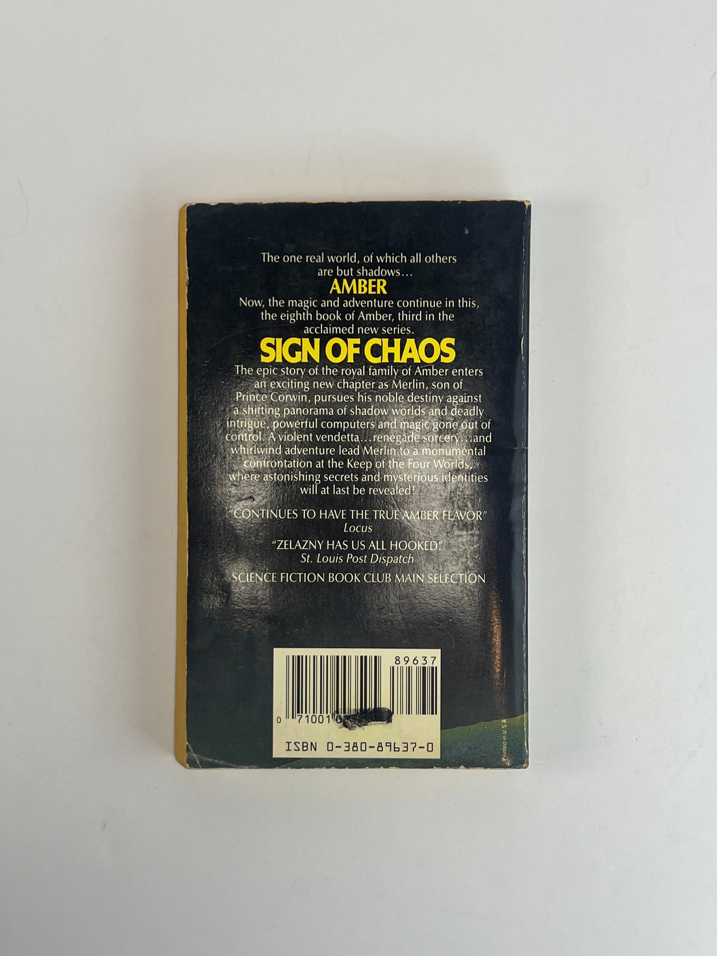 Vintage Paperback - Sign of Chaos - Roger Zelazny - 1988 First Printing