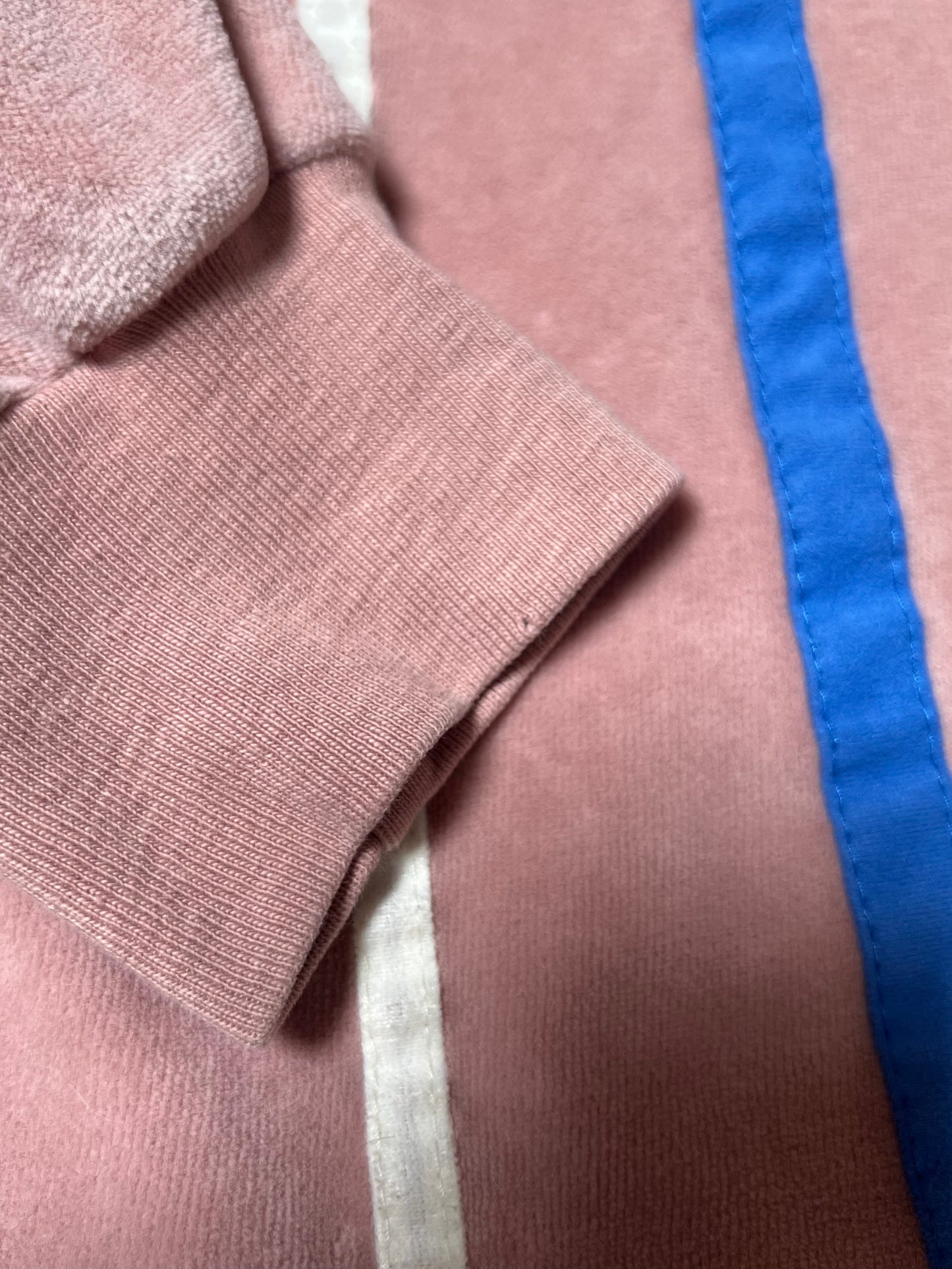 Vintage Clothing - Long Sleeve Velour Polo - Light Pink with Double Stripes - Bruce Hunt Made In U.S.A - Large