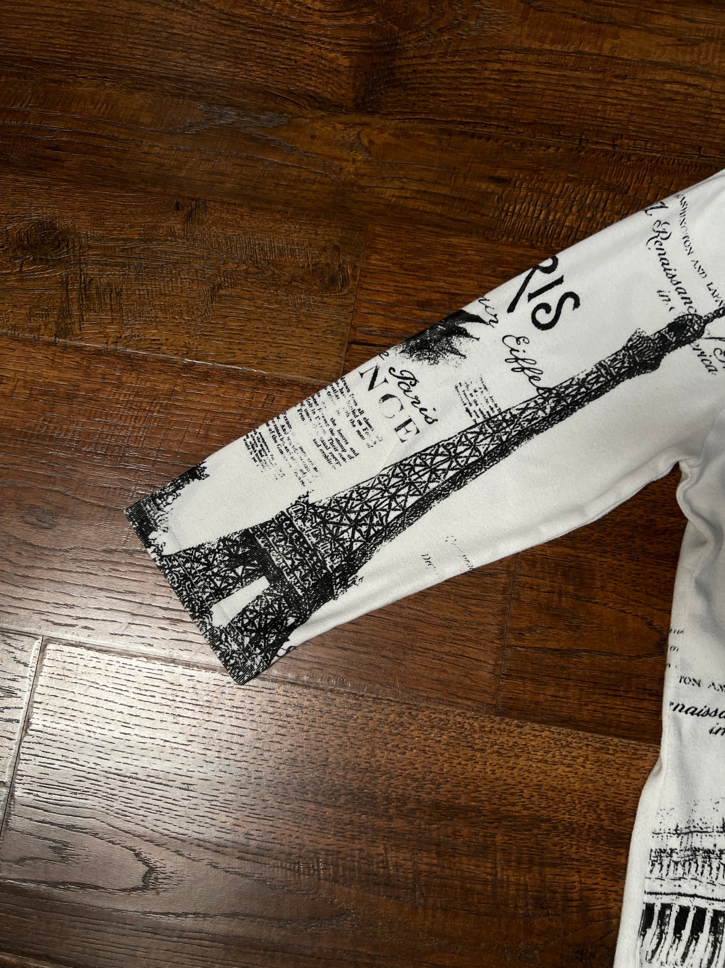 Vintage Take Two Cotton Graphic Top — Paris Eiffel Tower Sequin Print - Size Large