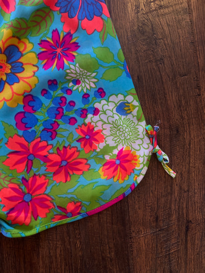 Vintage Handmade Slip Shorts - Psychedelic Floral Print - Small