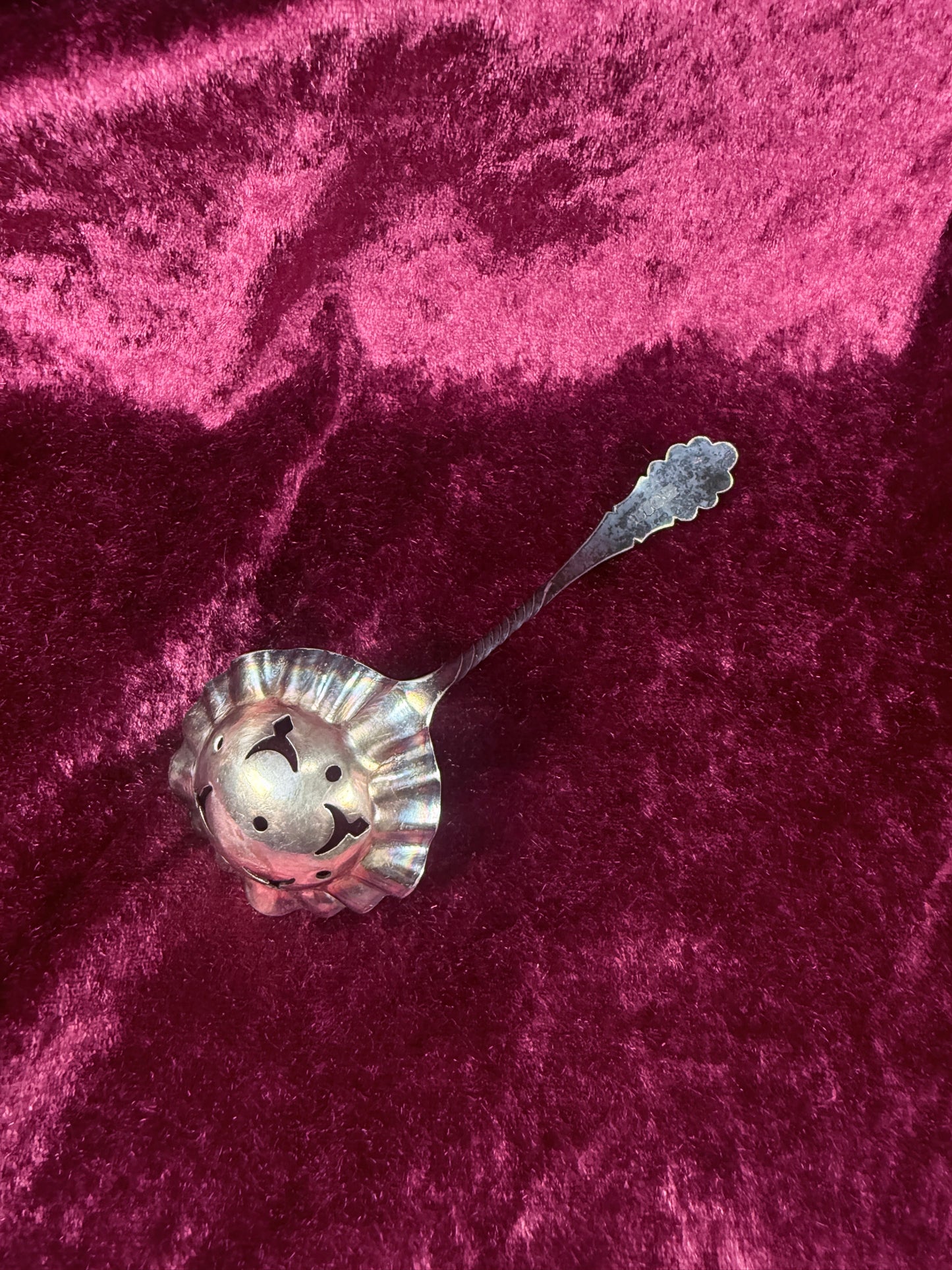 Vintage Silverplate Sugar Sifter Spoon – Pierced Bowl Floral Handle