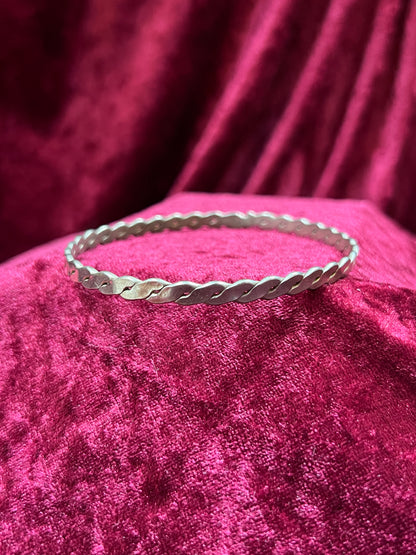 Vintage Jewelry - Bangle Bracelet - 925 Sterling Silver - Braided Twist