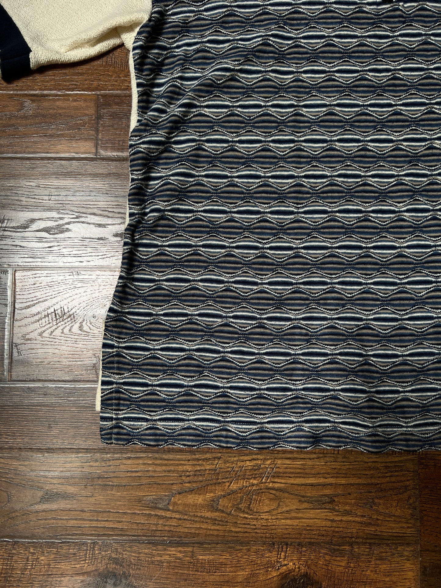 Vintage Pernicci Cotton Polo Shirt – Textured Wave Knit Half Zip – Size X-Large
