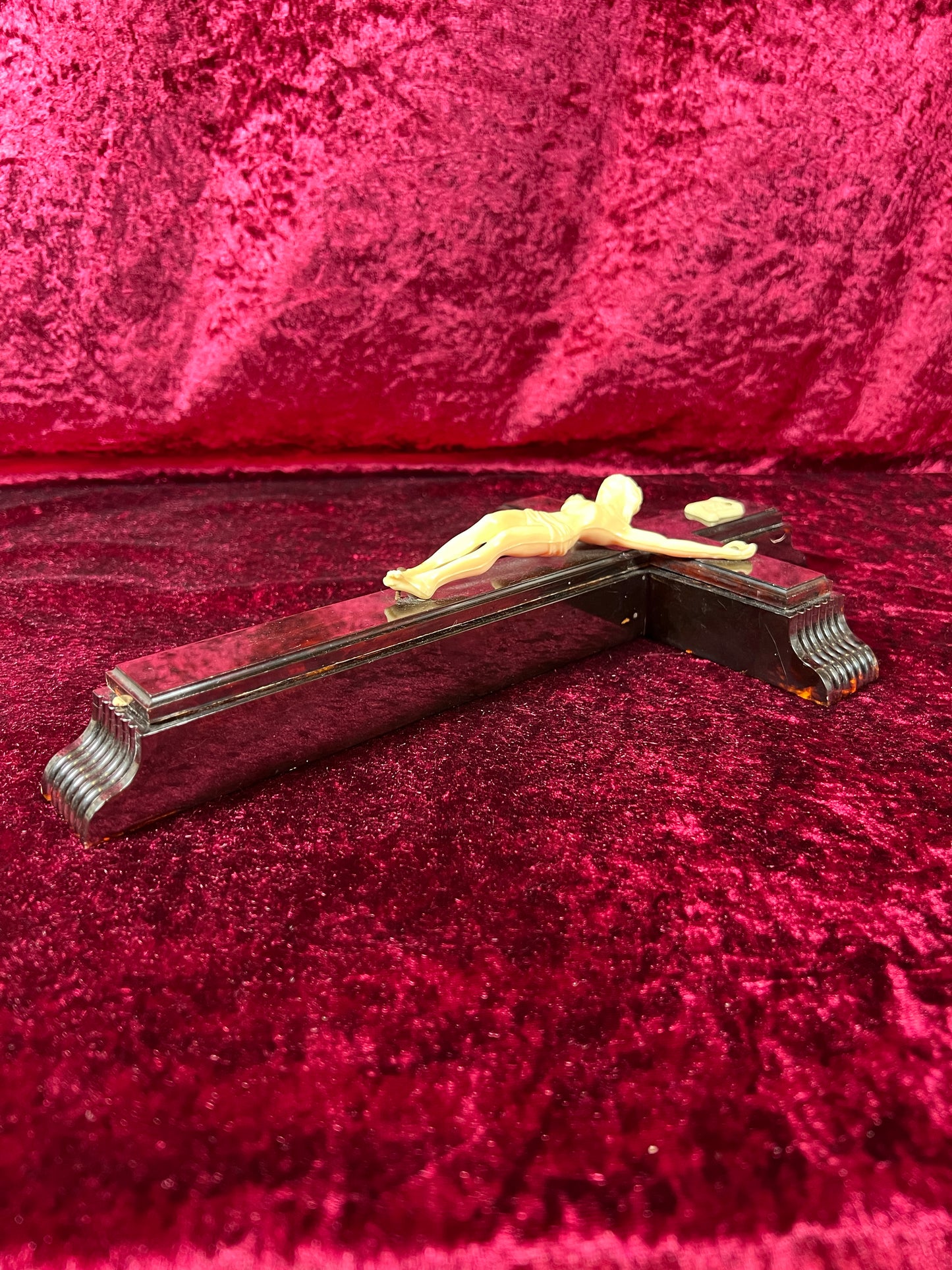 Vintage Religio - Wall Hanging Last Rites Kit - Bakelite Crucifix - 13.75"