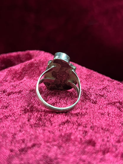 Vintage Jewelry - Ring - Sterling Silver - Turquoise and Coral - 7.25