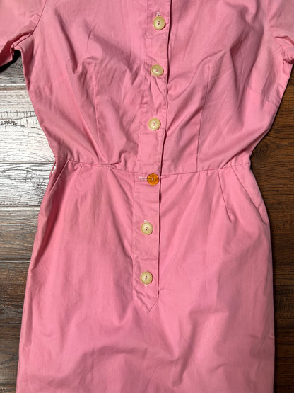 Vintage Clothing - Button Front Shirt Dress - Cotton Candy Pink - Small