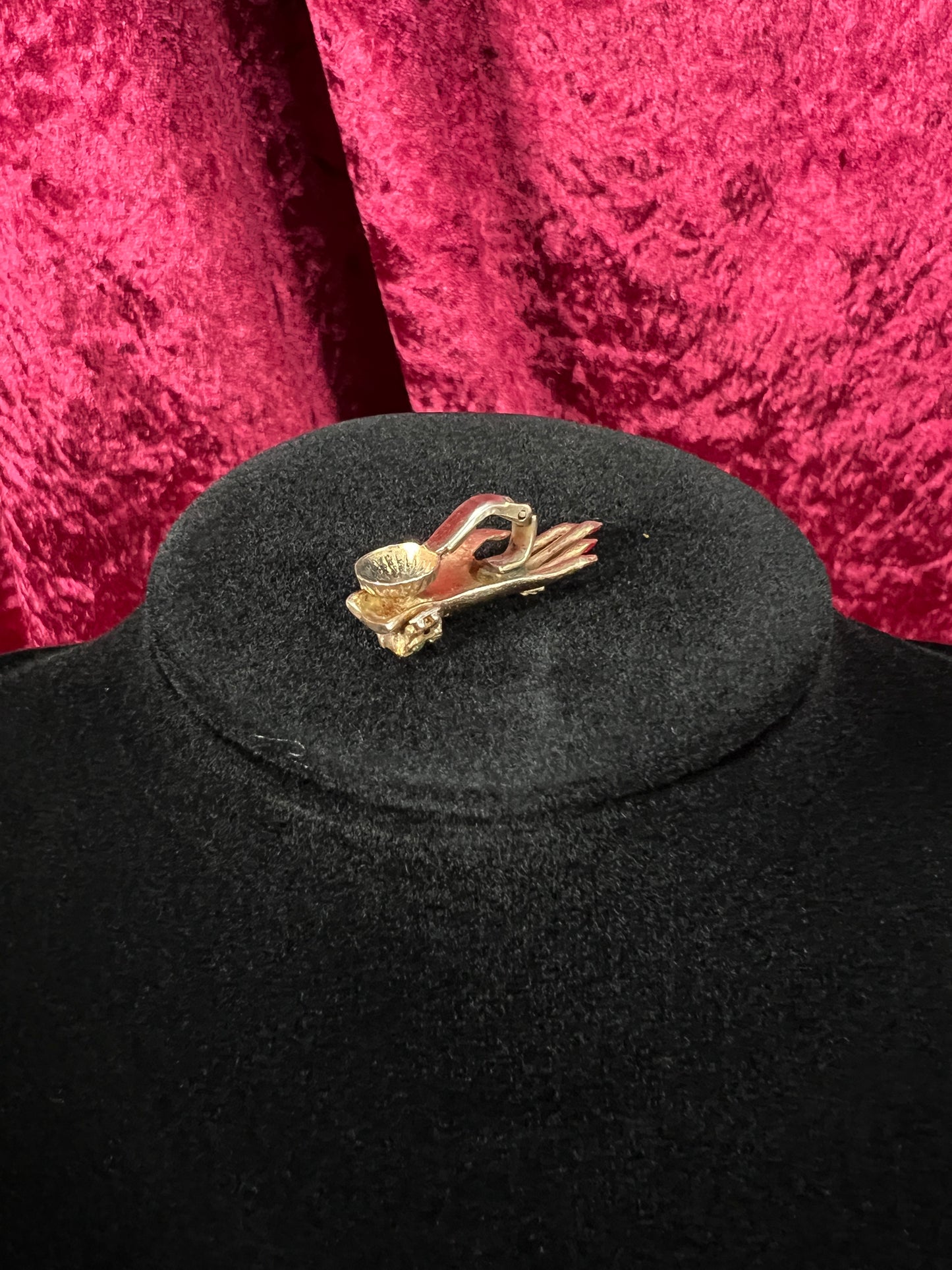Vintage 1940s Gold Tone Clip On Earrings - CORO Bejeweled Hand Figural Jewelry