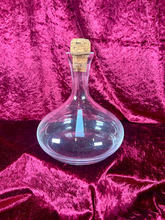 Vintage Barware - Glass Decanter - Wine Carafe with Cork - 8"
