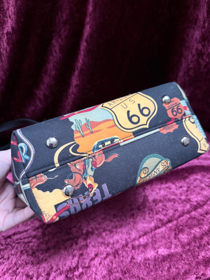 Vintage Y2K Route 66 Shoulder Bag – Rhinestone Road Trip Print