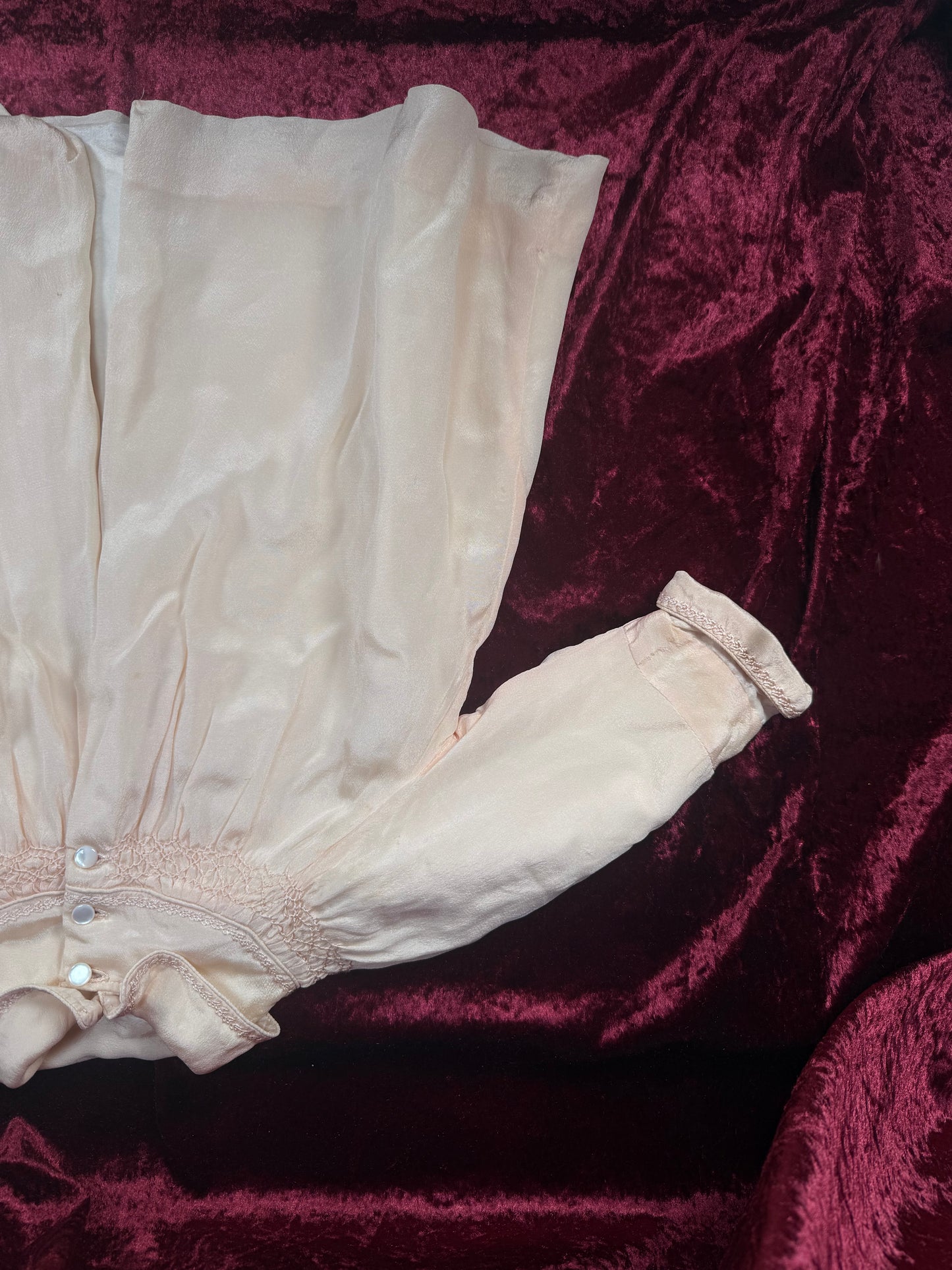 Vintage Pink Silk Baby Capelet – Hand Smocked Nursery Heirloom