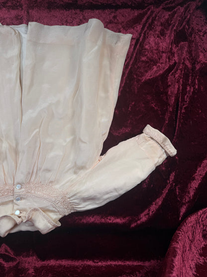 Vintage Pink Silk Baby Capelet – Hand Smocked Nursery Heirloom