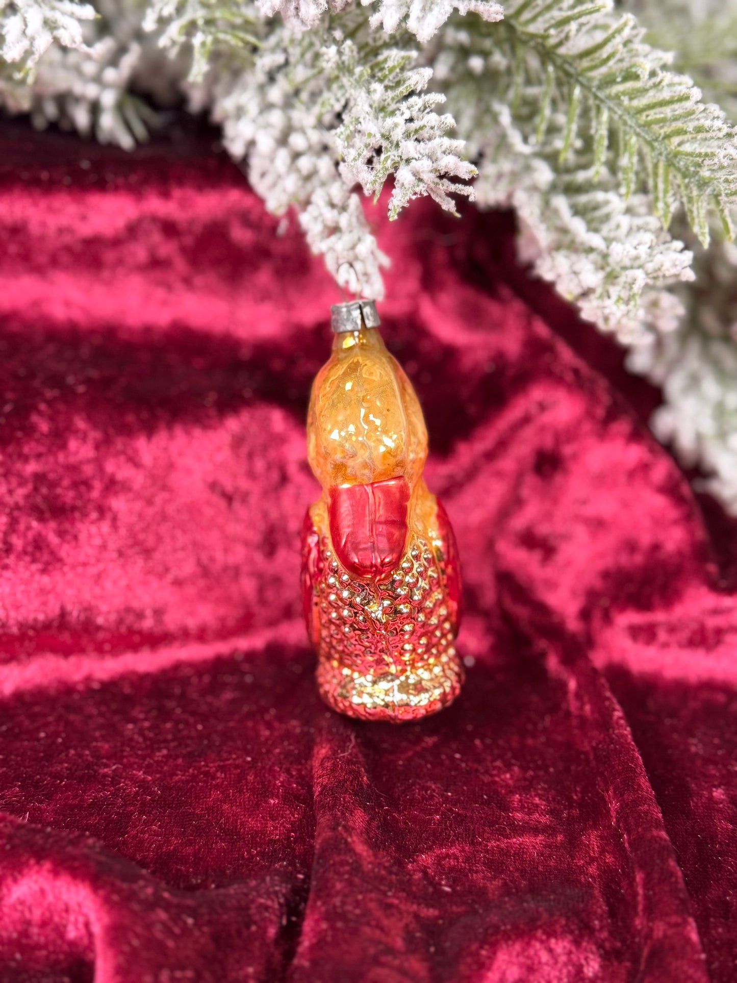 Vintage Christmas - Handblown Mercury Glass Ornament - Yellow Duck - West Germany